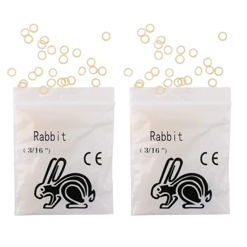 Dental Orthodontic Elastics Rubber Bands Braces Bands with 2Packs, 200pcs Braces Rubber Bands for Teeth Gap,Crooked Teeth,Braces (Rabbit 3/16" 4.5OZ)