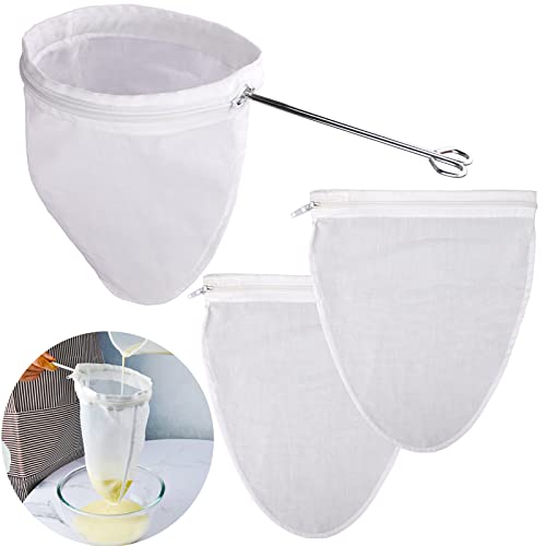 Comparison: Best Strainer For Juicing 4 WMKGG Ultra Fine Mesh Strainer Bags, Reusable Mesh Filter Bags with Stainless Steel Handle Frame for Filter NutMilk, Coffee, Milk, Butter, Juices and Fresh Cheese (Small Size)(5.6"Wx9.8"D)