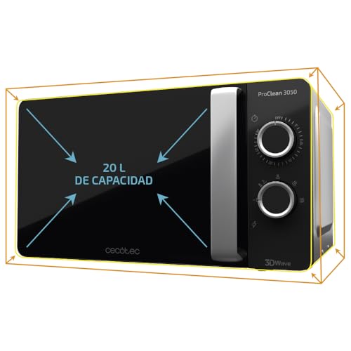 Cecotec Microondas de 20 Litros ProClean 3050. 700 W de Potencia, Revestimiento Ready2Clean, 6...