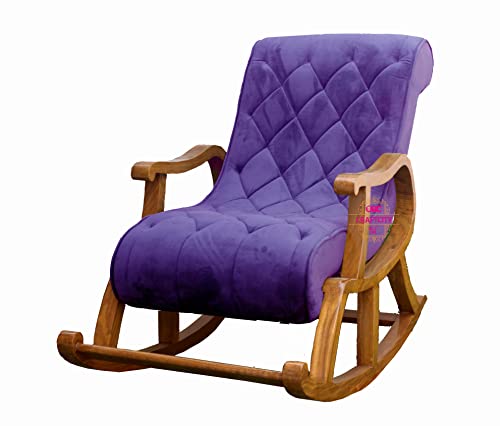 Image of CRAFTCITY Ergonomic Rosewood Rocking Chair (Purple)