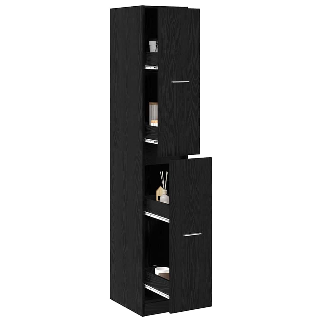 vidaXL Apothecary Cabinet Black oak 30 x 41 x 174.5 cm Engineered wood, Modern Cabinet, Rectangular Design, Functional Furniture, Ample Storage, Engineered Wood, Indoor Shelving, Home Organizer