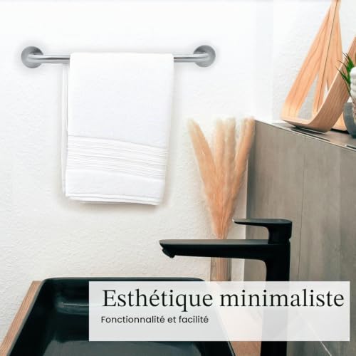 Porte-serviettes en acier inoxydable brossé Intirilife - Longueur 30cm - Diamètre 19mm - 8