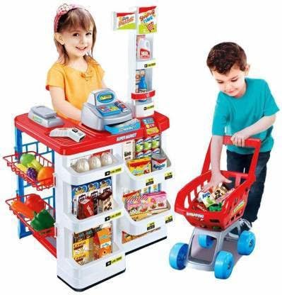 Barodian's Supermarket Play Set for Kids - Realistic Grocery Shopping Fun, Educational Toy, Pretend Play, Plastic