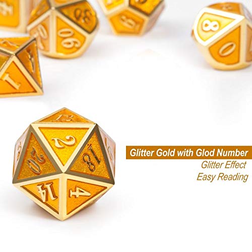 Dndnd Gold Metal Dice Set, 7 Pcs Glossy Metal Dungeons And Dragons Dice With Gift Metal Tin For Dice Collector Board Game Player #TOP1