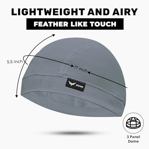 Image of XTRIM Unisex Helmet Skull Cap for Bikers & Cyclists, Cotton Head Cap, Hair Inner Helmet Cap for Men, Sweat Cooling Beanie Cap for Men for Women, Skull Mask for Summer, Bike Accessories (Grey Shade)