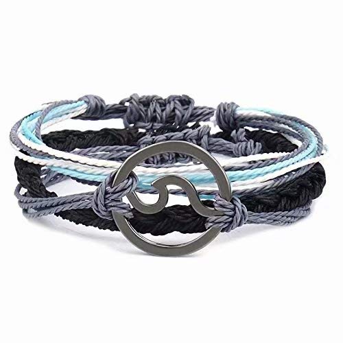 Handmade Braided Wax Rope Adjustable Strand Wrap Bracelet Set Waterproof Wave Shell Charm Stretch Knot String Thread Bracelets Pure Life Friendship Jewelry