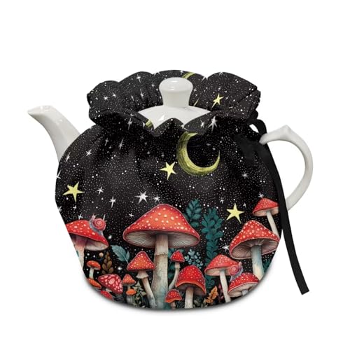 Image of Red Mushroom Teapot Cozy Tea Pot Dust Cover Teapot Insulation Cover Decorative Teapot Cover Kettle Protective Kitchen Accessory for Hotel Restaurant Tea Party