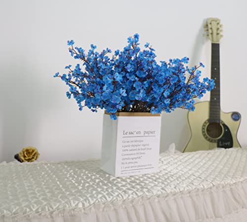 Lushidi 6Pcs Artificial Baby Breath Flowers Fake Silk Real Touch Diy Floral Bouquets Decor Wedding Party Decoration Arrangements(Blue) #TOP3