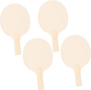 POPETPOP 4Pcs Wooden Table Tennis Paddles Blanks for DIY Painting Unfinished Outdoor Rackets with Improved Grip Suitable for Adults Crafting Tennis