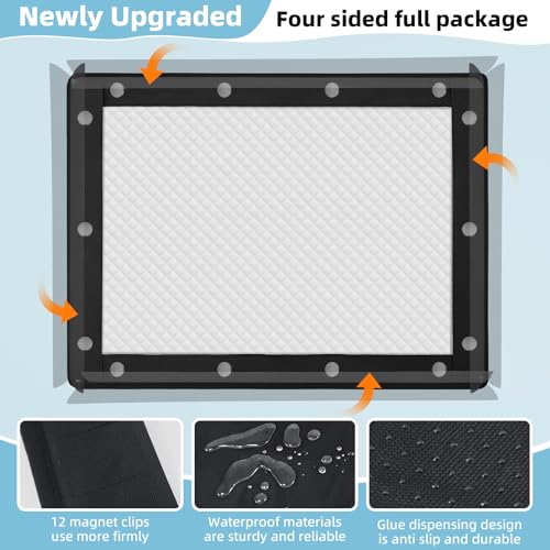 Image of Dog Pee Pad Holder, Puppy Pad Holder, 14 Powerful Magnetic Clips, Indoor Dog Potty, Oxford Cloth Material, Fit 34x28 Pad, Black