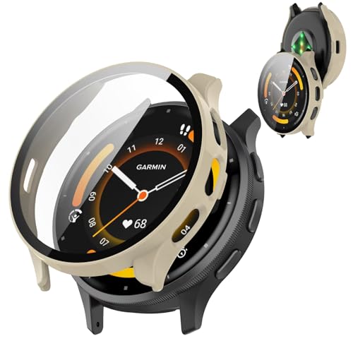 AIYYXX For Garmin(ガーミン)venu 2/3/3S カバー 3D 直角エッジ 超薄型 PC+ガラス素材 一体型 garmin venu 3 カバー 対応 高透過率 キズ防止 指紋防止 簡単に取り付け・取 全面保護 ケース(ホワイト)