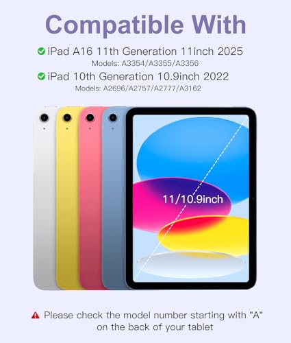Image of Hamile for iPad 11th 10th Generation Case with Keyboard - 7 Colors Backlit Wireless Detachable Folio Keyboard Cover with Pencil Holder for iPad 11-inch A16 2025 10th Gen 10.9 Inch 2022 (Lavender)