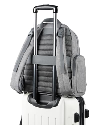 Image of Skip Hop Diaper Bag Backpack with Portable Changing Pad, 9 Total Pockets, Easy-Access Wipes Pocket, Zippered Side Pocket, Luggage Sleeve & Stroller Straps, Fits a 15 inch Laptop, Luna, Heather Grey