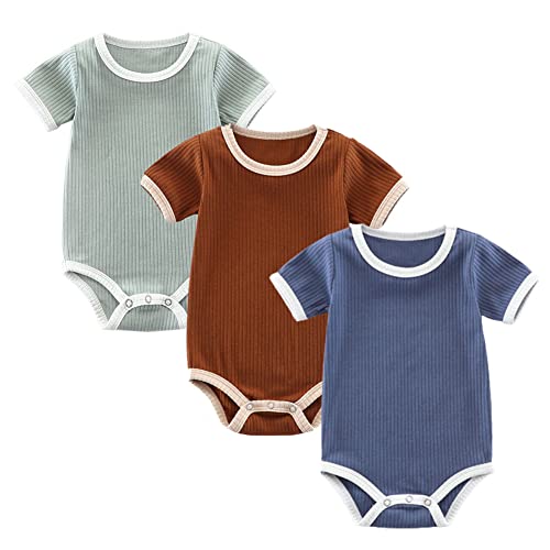 Image of WATOCHE Baby Boy Romper Sleeveless Cotton Linen Bodysuit Tank Top One Piece Neutral Newborn Baby Summer Clothes/Outfits