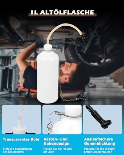 DAYUAN 3L Bremsenentlüfter mit 1L Absaugbehälter für E20 (ø45mm), für Auto und Motorrad, Bremsenentlüftungsgerät, Bremsflüssigkeitswechselgerät, Bremsenentlüfterflasche