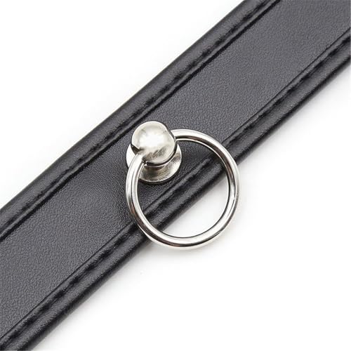 FANSEELM BDSM Bondage Halsband Weiblich Punk Leder SM Halsband mit O-Ring Einstellbare Halskette Sklave Sexspielzeug (Schwarz)