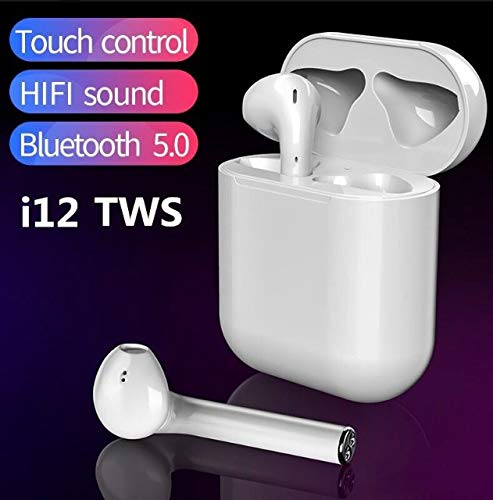Fone De Ouvido Sem Fio i12 TWS Branco Bluetooth 5.0 Touch Atendimento In-ear