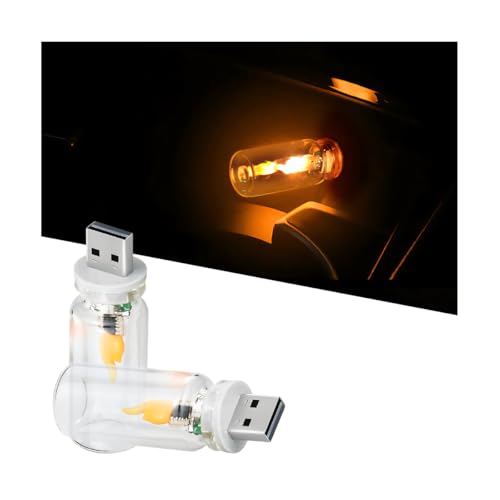 Ywdiml Flame Car USB LED Lights, 2PCS Mini Plug-in Vehicle Ambient Lamp with Touch Dimmable,...