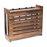 Wooden WiFi Router Storage Box - Standard Wall Mountable Decorative Modem Shelf Hider Cover with Cable Management System - Home Organization Solution for Routers Up To 11' Tall - Dark Oak