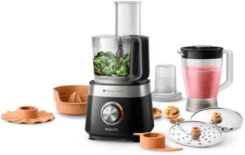 Bild 1 - Philips HR7530/10 Küchenmaschine Viva Collection (850 W, 29 Funktionen, 2L Füllkapazität, 2-in-1 Schneidescheibe, Zitruspressenaufsatz, Standmixeraufsatz) schwarz