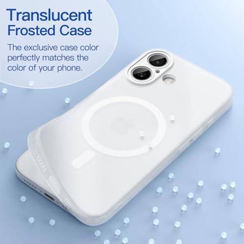 Image of JETech Magnetic Matte Case for iPhone 17, Frosted Clear | Compatible with MagSafe, Translucent Frosted Soft TPU Cover, Anti-Yellowing, Anti-Fingerprint, Shockproof