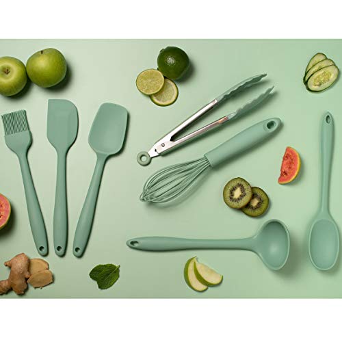 Colher Silicone Utensílio de Cozinha Arroz Fritar Mexer ou Chef em Casa Verde Menta