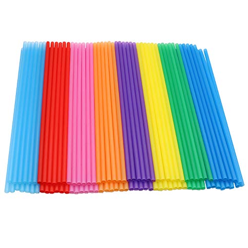 Mayata 300Pcs Colorful Disposable Plastic Long Disposable Drinking Straws Pinwheel Stick Wedding Pinwheel Supplies (6Mmx260Mm Colorful Straight Pipe) #TOP4