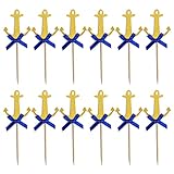 Samanter Nautical Cupcake Toppers Anchor Glitter Cake Topper For Birthday Wedding Ocean Navy Theme P