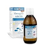 NORSAN Premium Omega 3 Huile de foie de morue de l'Arctique 200ml / 2000mg d' oméga 3 par dose journalière/huile de poisson 480mg EPA & 720mg DHA/oméga 3 huile issue de la pêche durable