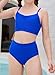blibean Teen Girls Swimsuits Two Piece Bikini Sets Big Girl Summer Fashion Boho Hawaii Swim Bathing Suits Solid Beach Swimwear Sets Traje Baño Niñas Size 6-7 Year Old Dark Blue