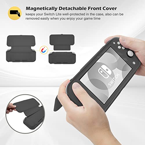 ProCase for Nintendo Switch Lite Flip Case with 2 Pack Tempered Glass Screen Protectors, Slim Soft Cover Anti-Scratch Protective Case for Nintendo Switch Lite 2019 –Grey - Image 3