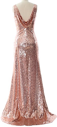 MACloth Vrouwen Cowl Back Sequin Lange Bruidsmeisje Jurk met Split Prom Formele Jurk - Image 3