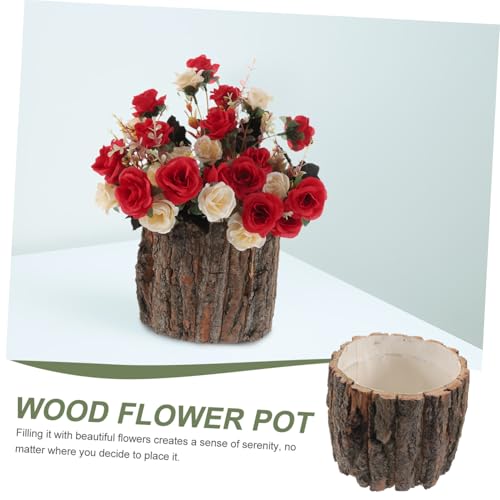 Pot de fleurs en bois marron rustique DOITOOL pour table - 4