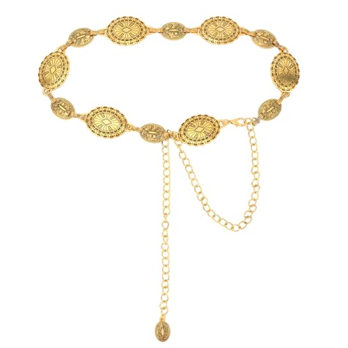 Western Belts for Women Metal Concho Gold Waist Belt for Women Fashion Cowgirl Chain Women Belts for Jeans Dress Y2k Belt Body Chain
