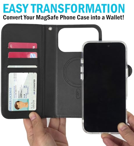 Nakedcellphone Magnetic Wallet for iPhone 17 Pro Max Case - Black Leather - image 4