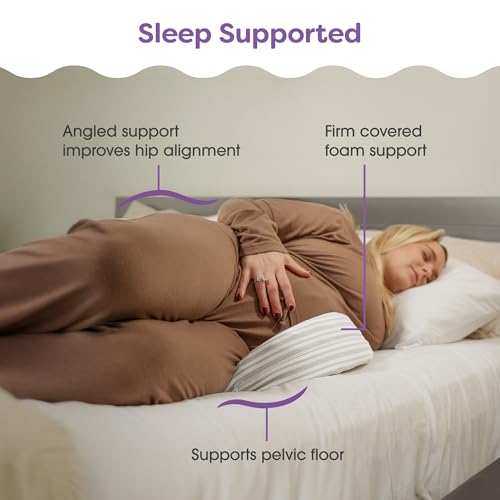 Image of Boppy Wedge Pregnancy Pillow - Compact Support Wedge Maternity Pillow for Back, Knees, Pelvic Floor at Home, Office & Travel with Washable Knit Cover - Gray Modern Stripe