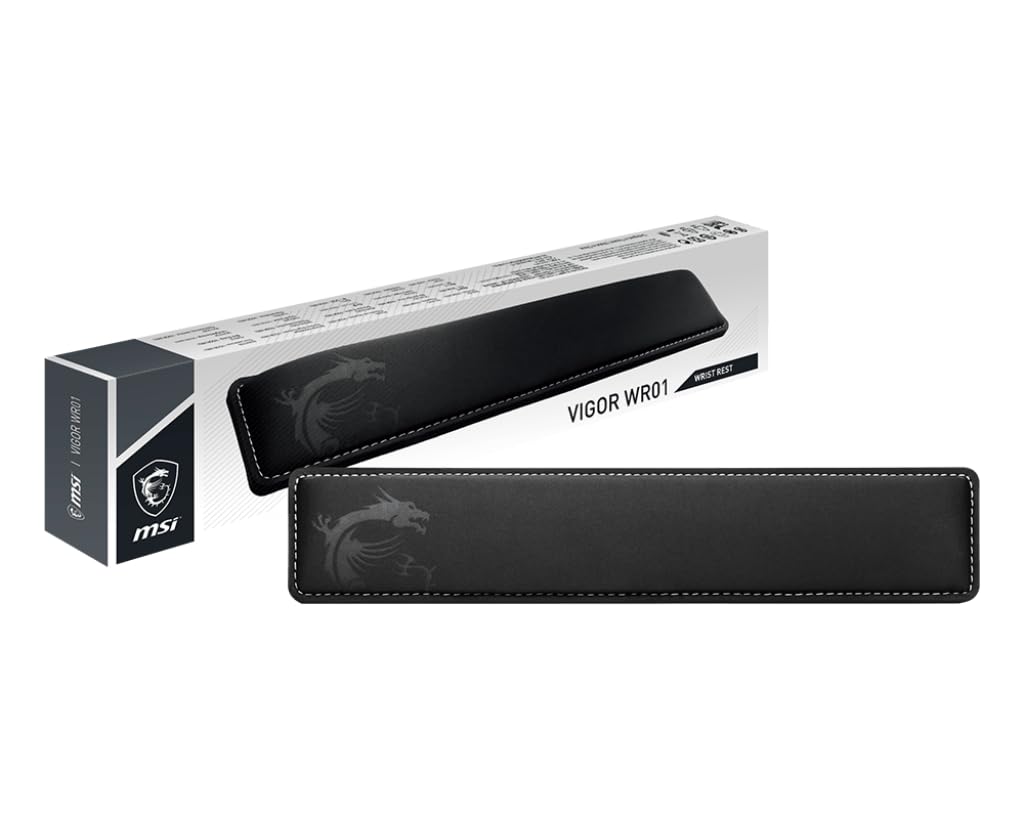 MSI Vigor WR01 Keyboard Wrist Rest Cooling Gel and Memory Foam with Lycra Coating and Angled Profile Non-Slip