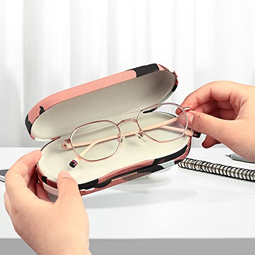 YASUOA 2 in 1 Glasses Case for Women Men Kids Car Contact Hard Shell Len Box Glasses Soft Shell Storage Case with Clip Flap Mirror Tweezers and Applicator Portable Large