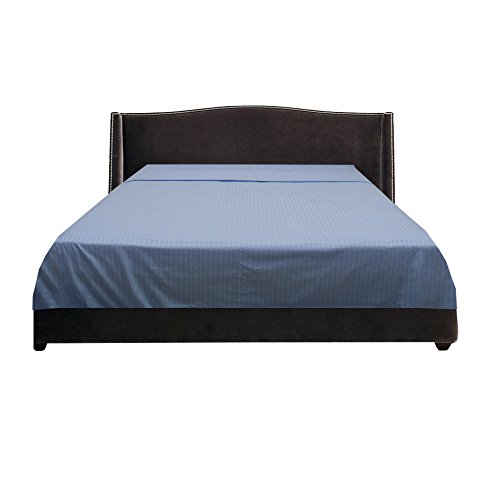 Image of (1 Flat Sheet Only,Light Blue Stripe , Cal Queen) 100% Egyptian Cotton Luxurious 600 Thread Count