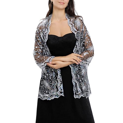 Ralcosuss Women’s Sequins Glitter Pashmina Scarf Shawl and Wrap for Evening Party Dresses Wedding Bride Bridal Gifts3