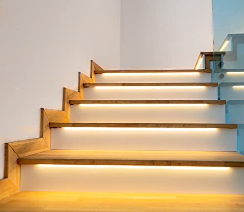 Grandlumen Intelligent Led Stair Lighting Sets With Motion Sensors, Rgb & Ww Color Changing, Cascading Step Lights Indoor For Max 16 Stairs, 2 Ft Long #TOP2