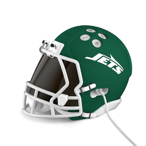 Image of NFL Echo Dot Bundle: Includes Echo Dot | Glacier White and Limited-Edition NFL Helmet Stand | New York Jets