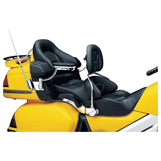 Kuryakyn 8990 Motorcycle Accessory: Adjustable Padded Driver Backrest with Rear Mounted Storage Pouch for 2001-10 Honda Gold Wing GL1800 Motorcycles, Chrome , Black , 25.2 Inch