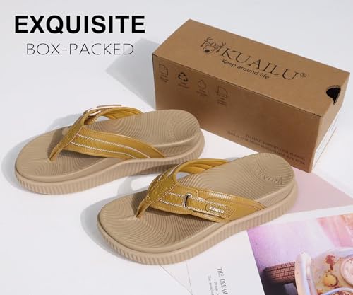 Image of KuaiLu Womens Orthotic Cushion Flip Flops Sport Recovery Walking Sandals for Women with Comfortable Arch Support - Adjustable Flatform Slip On Indoor Outdoor For Summer Casual