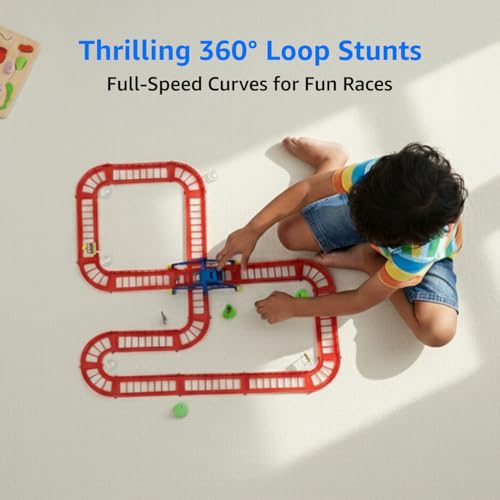 Image of Amazon Brand - Jam & Honey Avengers-Themed Car Track Small Set | DIY Loop Race Track with Cars | 360 Racing Fun | Safe & Durable | BIS Certified