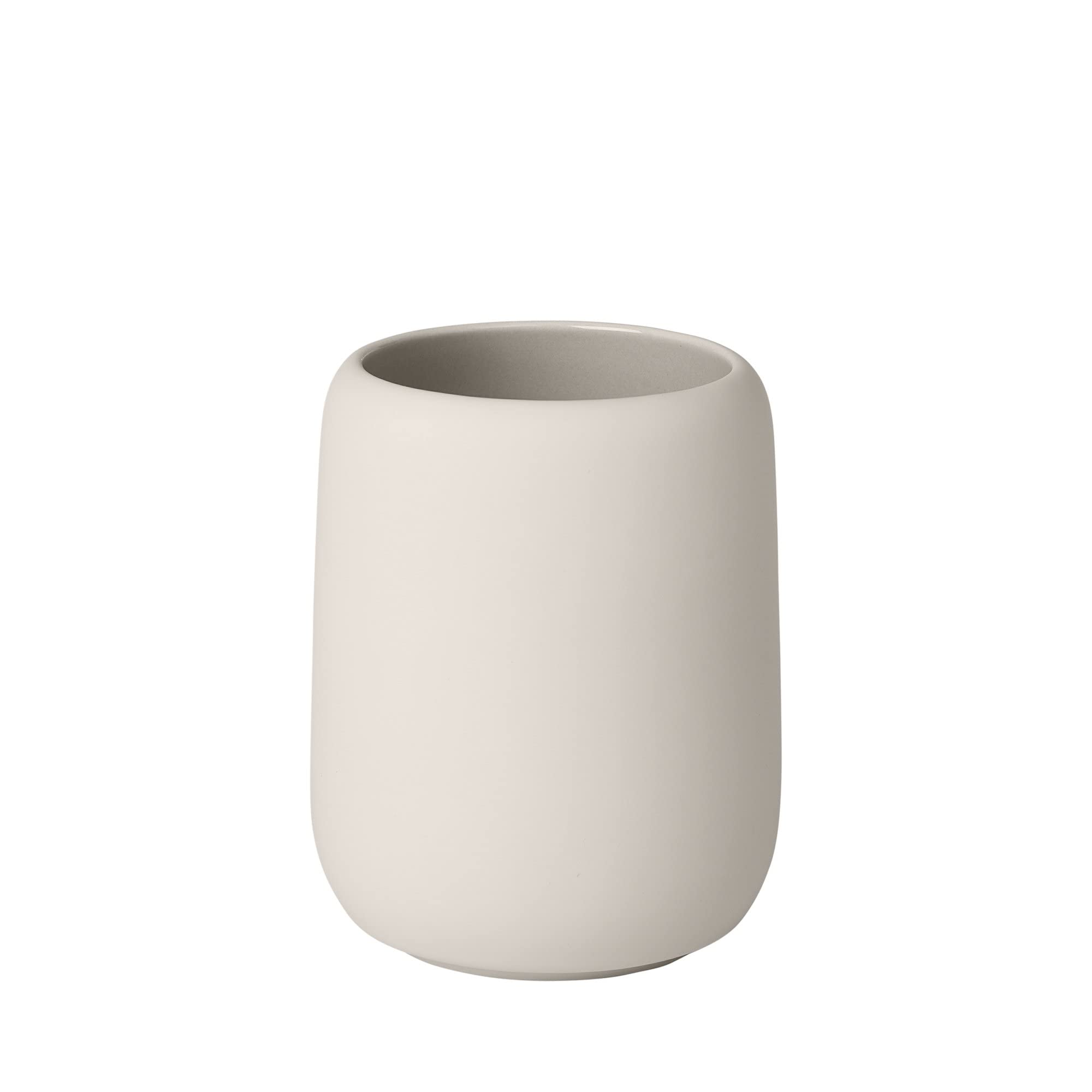 blomus Zahnputzbecher -SONO- | Zahnbürstenhalter aus Keramik | 11 x 8,5 x 8,5 cm | Farbe Moonbeam | Badaccessoire (Packung mit 2)