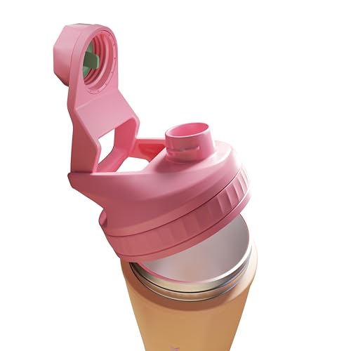 Image of VOLTRX ChillMix Shaker Bottle Insulated Stainless Steel - USB C Rechargeable Electric Protein Shake Mixer, Shaker Cups for Protein Shakes and Meal Replacement, Sunset Rose, 16 oz