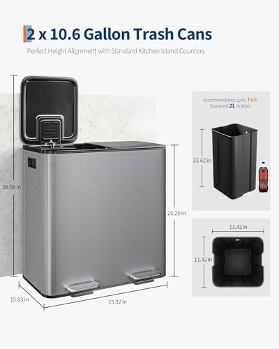 Caneca de basura rectangular 80L doble con tapa cierre suave miniatura 6