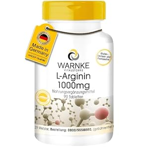 L-Arginin 1000mg – 90 Tabletten – hochdosiert & vegan – 3000mg L-Arginin-HCl pro Tagesdosis | Warnke Vitalstoffe – Deutsche Apothekenqualität