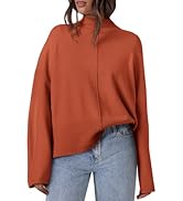 PRETTYGARDEN Womens Sweaters Fall 2024 Long Sleeve Ribbed Knit Pullover Loose Mock Neck Lightweig...